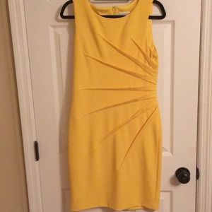 Yellow Calvin Klein Sunburst sheath dress